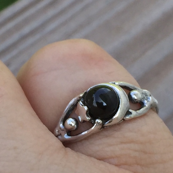 Moon Dancer Night Goddess Ring Sterling Silver w/ genuine Star Diopside USA - Picture 3 of 8